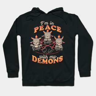 In Peace With My Demons - Creepy Cute Baphomet Cat Gift Hoodie